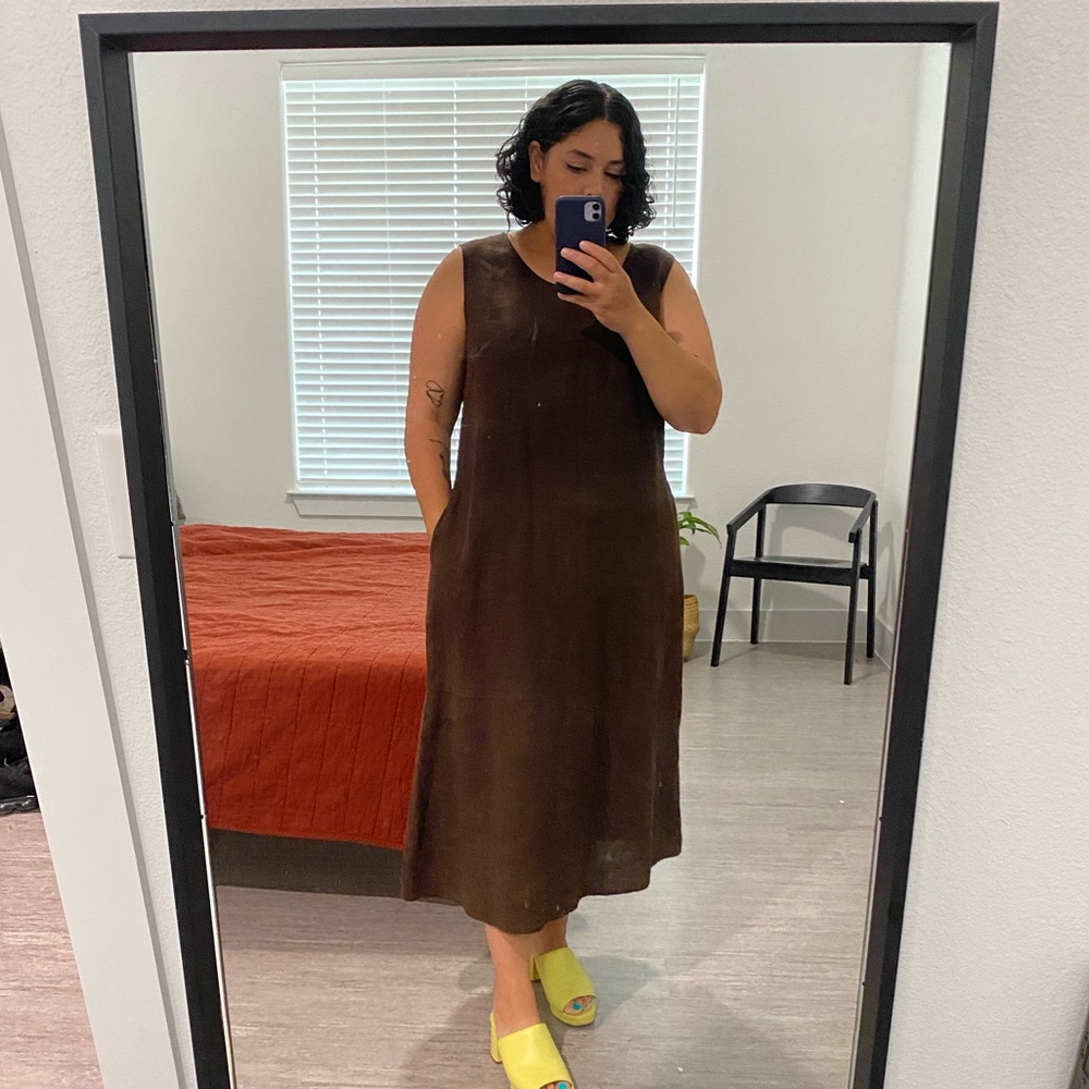 FLAX brown linen dress